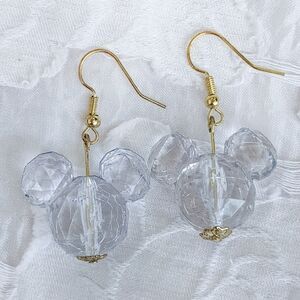 Handmade Blue Mickey Silhouette Dangle Earrings